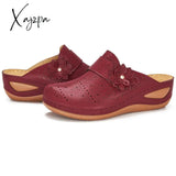 Xajzpa - Women Summer Slip On Cutout Slippers Ladies Pu Leather Flower Shoes Woman Fashion Casual