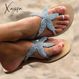 Xajzpa - Women Summer Slippers Hawaiian Starfish Beach Flat Sandals Silver / 5