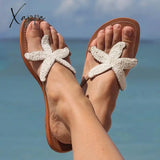 Xajzpa - Women Summer Slippers Hawaiian Starfish Beach Flat Sandals White / 5