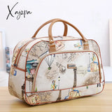 Xajzpa - Women Travel Bags Fashion PU Leather Large Capacity Waterproof Print Luggage Duffle Bag Men Casual Travelling Weekend Bags