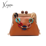 Xajzpa - Women Trendy Shoulder Bags Luxury Pu Handbag Vintage Clip Clutch Bag Purses Mini Acrylic