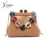 Xajzpa - Women Trendy Shoulder Bags Luxury Pu Handbag Vintage Clip Clutch Bag Purses Mini Acrylic