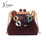 Xajzpa - Women Trendy Shoulder Bags Luxury Pu Handbag Vintage Clip Clutch Bag Purses Mini Acrylic