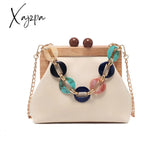 Xajzpa - Women Trendy Shoulder Bags Luxury Pu Handbag Vintage Clip Clutch Bag Purses Mini Acrylic