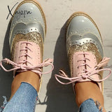 Xajzpa - Women Vintage Oxford Brogues Shoes Flats