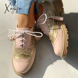 Xajzpa - Women Vintage Oxford Brogues Shoes Flats