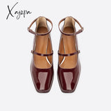 Xajzpa - Women Vintage Patent Chunky Heeled Mary Jane Pumps