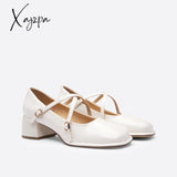 Xajzpa - Women Vintage Pin Buckle Square Toe Mary Janes