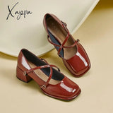 Xajzpa - Women Vintage Pin Buckle Square Toe Mary Janes