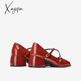 Xajzpa - Women Vintage Pin Buckle Square Toe Mary Janes