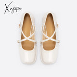 Xajzpa - Women Vintage Pin Buckle Square Toe Mary Janes