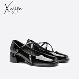 Xajzpa - Women Vintage Pin Buckle Square Toe Mary Janes