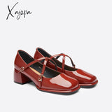 Xajzpa - Women Vintage Pin Buckle Square Toe Mary Janes