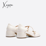 Xajzpa - Women Vintage Pin Buckle Square Toe Mary Janes