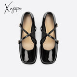 Xajzpa - Women Vintage Pin Buckle Square Toe Mary Janes