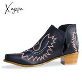 Xajzpa - Women Vintage Western Boots Black / 34