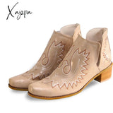 Xajzpa - Women Vintage Western Boots Gold / 34