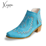 Xajzpa - Women Vintage Western Boots Green / 34