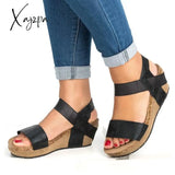 Xajzpa - Women Wedges Sandals Summer Must Have Shoes Vintage Low Heel Wedge Black / 5