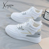 Xajzpa - Women White Colorblock Lace-Up Front Skate Shoes As Picture-02 / 35