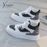 Xajzpa - Women White Colorblock Lace-Up Front Skate Shoes As Picture-03 / 35