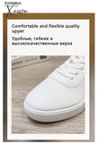 Xajzpa - Women White Shoes Lace Up Casual Sneakers Breathable Board Soft Vulcanized Flat Zapatos De