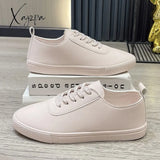 Xajzpa - Women White Shoes Lace Up Casual Sneakers Breathable Board Soft Vulcanized Flat Zapatos De