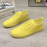 Xajzpa - Women White Shoes Lace Up Casual Sneakers Breathable Board Soft Vulcanized Flat Zapatos De