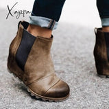 Xajzpa - Women Winter Slip On Wedge Boots Brown / 34