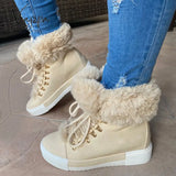 Xajzpa - Women Winter Snow Boots Cute Warm Fur Windproof Shoes Apricot / 5