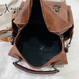 Xajzpa - Women’s Backpack Vintage Pu Leather Daypack Brown Mochilas Para Mujer Casual Travel Bag