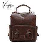 Xajzpa - Women’s Backpack Vintage Pu Leather Daypack Brown Mochilas Para Mujer Casual Travel Bag