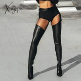 Xajzpa - Women’s Black Sexy Long Boots Women Over Knee Leather High Quality Shoes Fashion Thigh