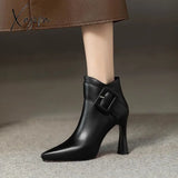 Xajzpa - Women’s Boots Winter High Heel Fashion Zipper For Women Sexy Thin Heels Dress Shoes