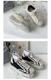 Xajzpa - Women’s Canvas Sneakers Dirty Shoes New Student Thick Dissolving Heels White Lace Up