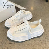 Xajzpa - Women’s Canvas Sneakers Dirty Shoes New Student Thick Dissolving Heels White Lace Up