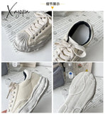 Xajzpa - Women’s Canvas Sneakers Dirty Shoes New Student Thick Dissolving Heels White Lace Up