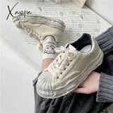 Xajzpa - Women’s Canvas Sneakers Dirty Shoes New Student Thick Dissolving Heels White Lace Up