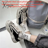 Xajzpa - Women’s Canvas Sneakers Dirty Shoes New Student Thick Dissolving Heels White Lace Up