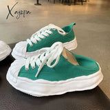 Xajzpa - Women’s Canvas Sneakers Dirty Shoes New Student Thick Dissolving Heels White Lace Up