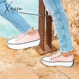 Xajzpa - Womens Casual Leather Hike Platform Sneakers Fashion Low Top