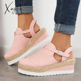 Xajzpa - Women’s Closed Toe Platform Espadrilles Wedge Ankle Strap Sandals