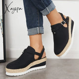 Xajzpa - Women’s Closed Toe Platform Espadrilles Wedge Ankle Strap Sandals