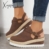 Xajzpa - Women’s Closed Toe Platform Espadrilles Wedge Ankle Strap Sandals