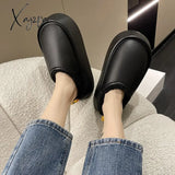 Xajzpa - Women’s Cotton Slippers Winter Warm High Waterproof Platform Shoes Thick Bottom Non-Slip