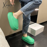 Xajzpa - Women’s Cotton Slippers Winter Warm High Waterproof Platform Shoes Thick Bottom Non-Slip