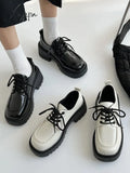 Xajzpa - Womens Derby Shoes Casual Female Sneakers British Style Loafers With Fur Autumn Round Toe