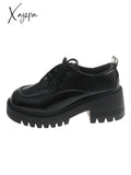 Xajzpa - Womens Derby Shoes Casual Female Sneakers British Style Loafers With Fur Autumn Round Toe