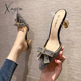 Xajzpa - Women’s Elegant Crystal Butterfly-Knot Shallow Wedding Shoes Korean Fashion Women Pumps