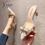 Xajzpa - Women’s Elegant Crystal Butterfly-Knot Shallow Wedding Shoes Korean Fashion Women Pumps